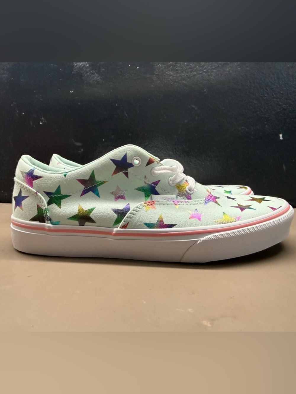New Missy/Women’s Vans Doheny Stars Dusty Aqua White Canvas Missy 6/Women 7.5.